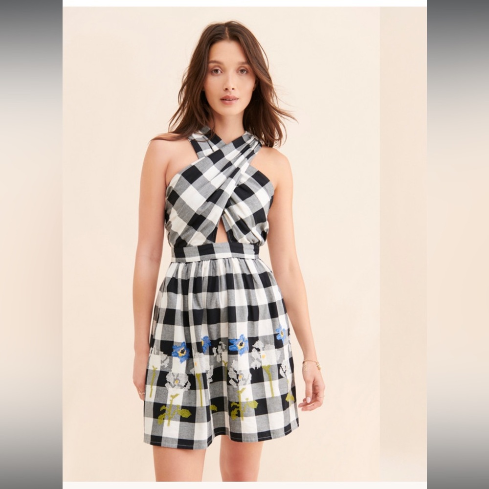 Anthropologie // VERB Gingham Halter Dress